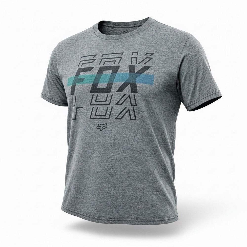 Fox Racing T-Shirt Men Gray Graphic Logo Short Sleeve Crew Neck Tee Size L